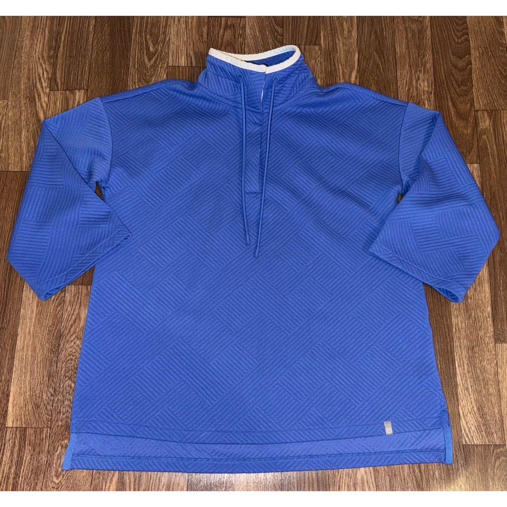 T‎ by Talbots Blue Geometric Print Mock Neck Pullover Sweatshirt Women Size S